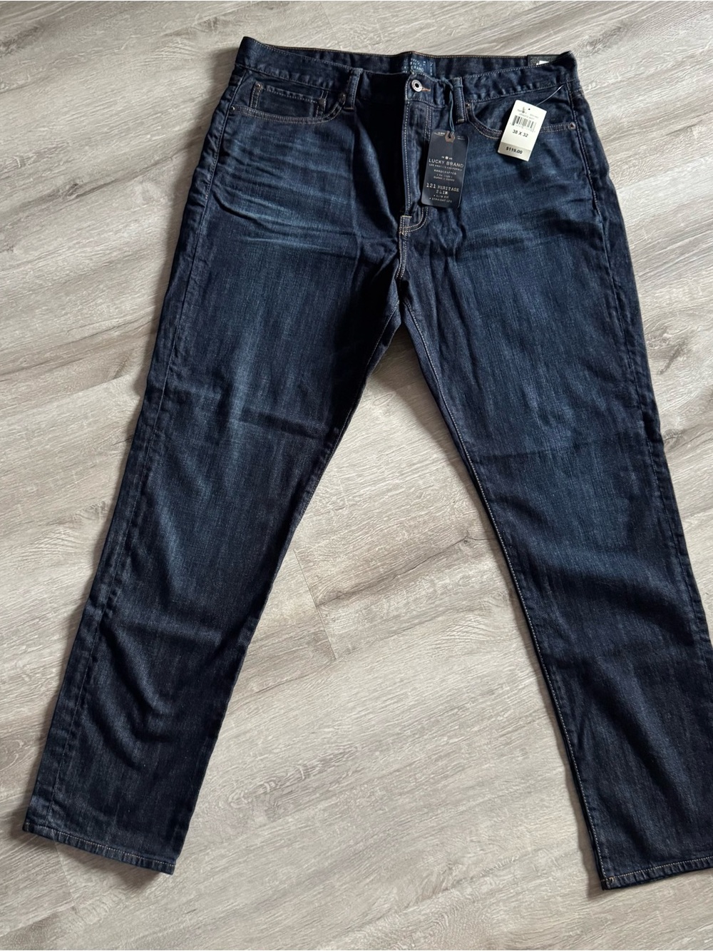 Lucky Brand 121 Heritage Slim Jeans Men’s 38x32 Dark Wash Straight Leg NWT
